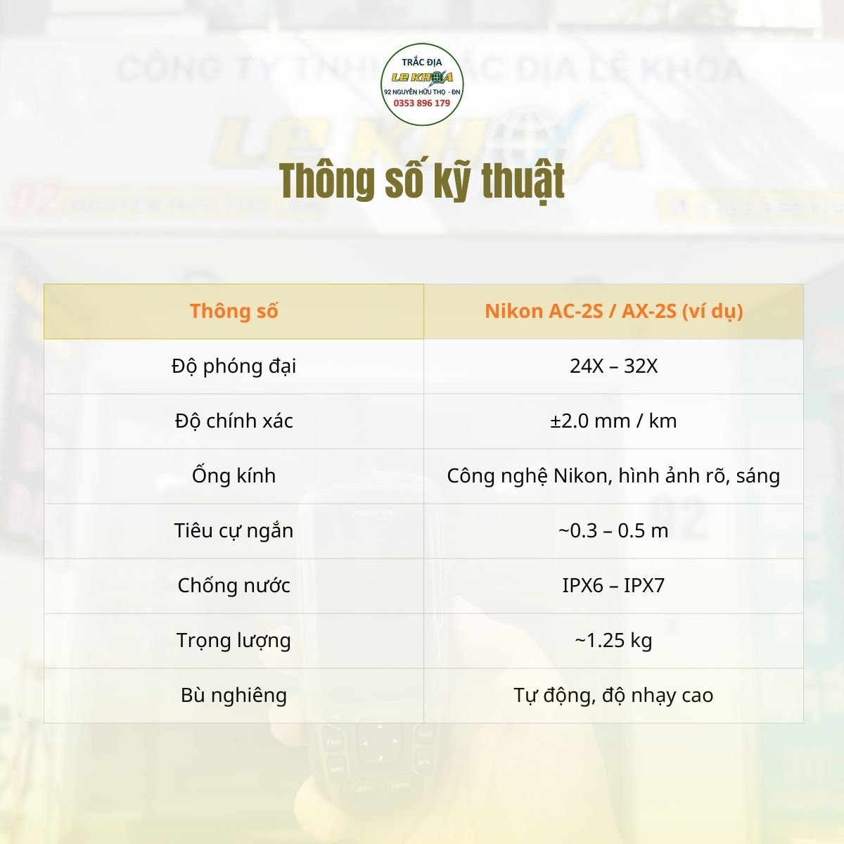 thông số kỹ thuật máy thuỷ bình nikon